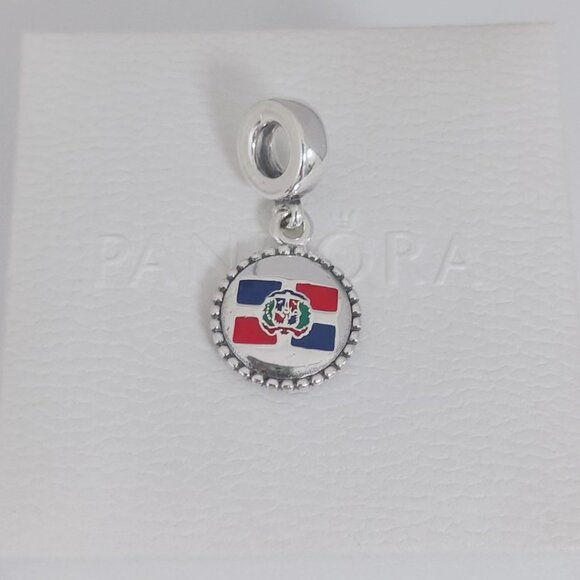 Pandora Dominican Republic Flag Dangle Charm Travel Vacation Pendant S925 Silver - Picture 8 of 8